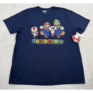 Super Mario Men's Toad Mario and Luigi Running Graphic Print T-Shirt Size 2XL